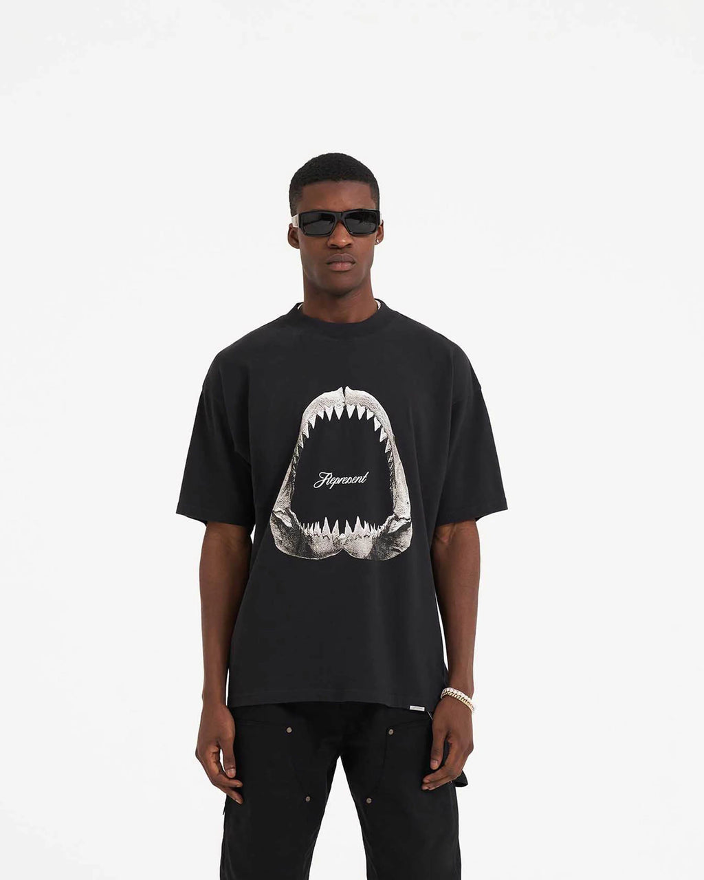 Represent Shark Jaws T-Shirt - "Off Black"