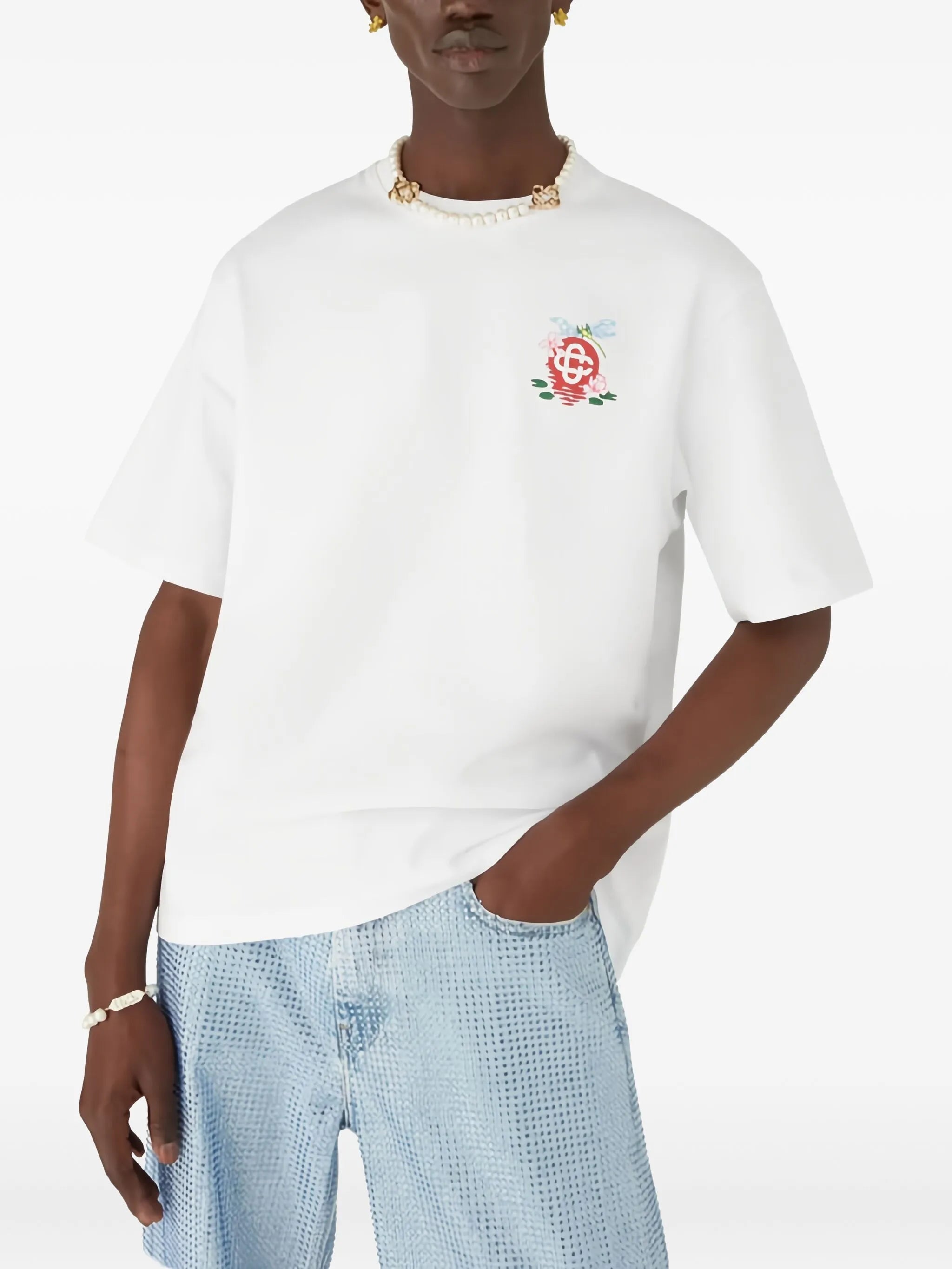 Casablanca Dragonfly Floral T-shirt - "White"