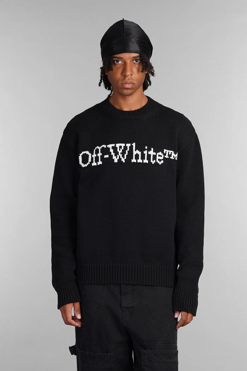 Off-White Intarsia-Knit Logo Jumper - "Black/White"