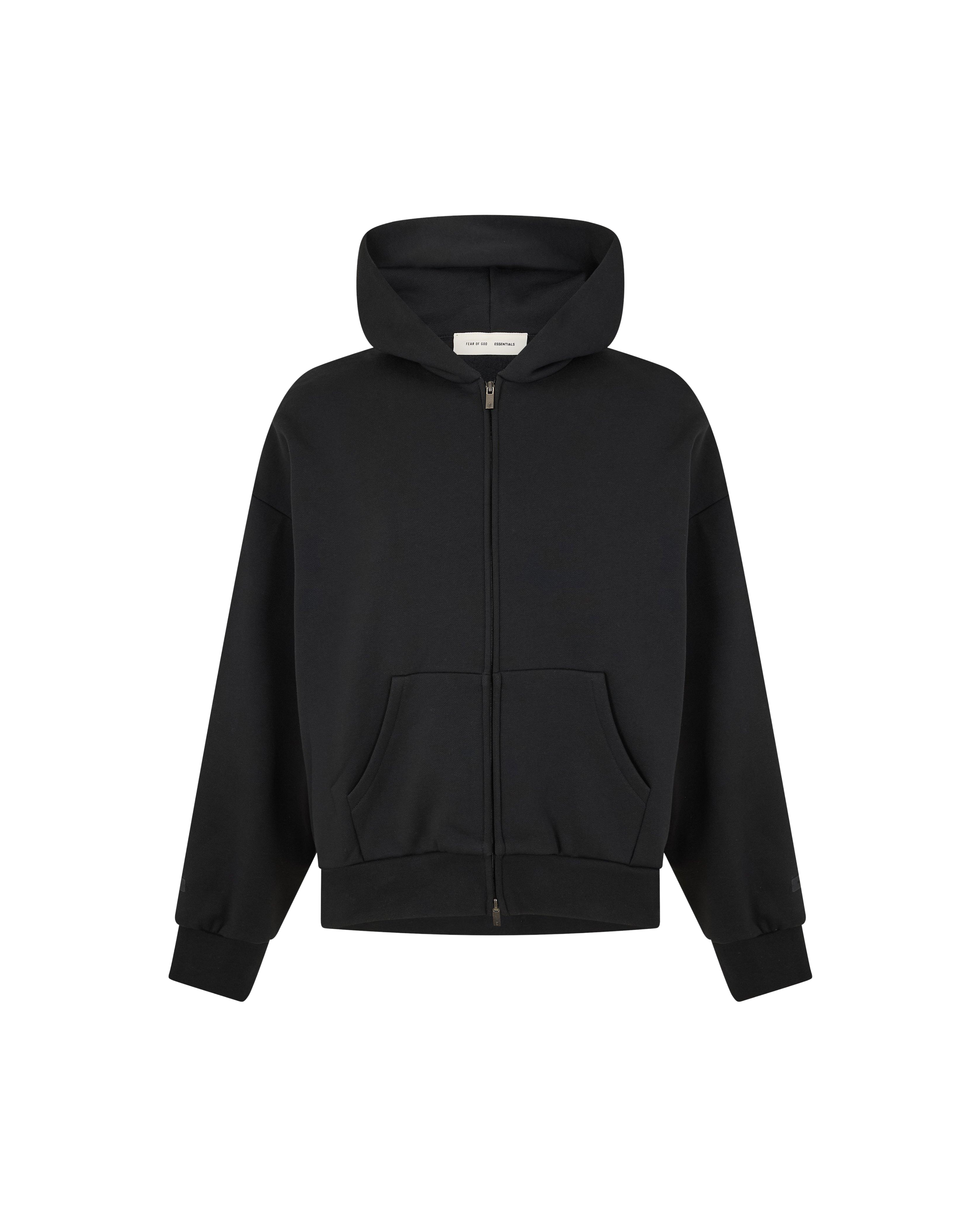 Fear Of God Essentials SS25 Zip-Up Hoodie - "Jet Black"