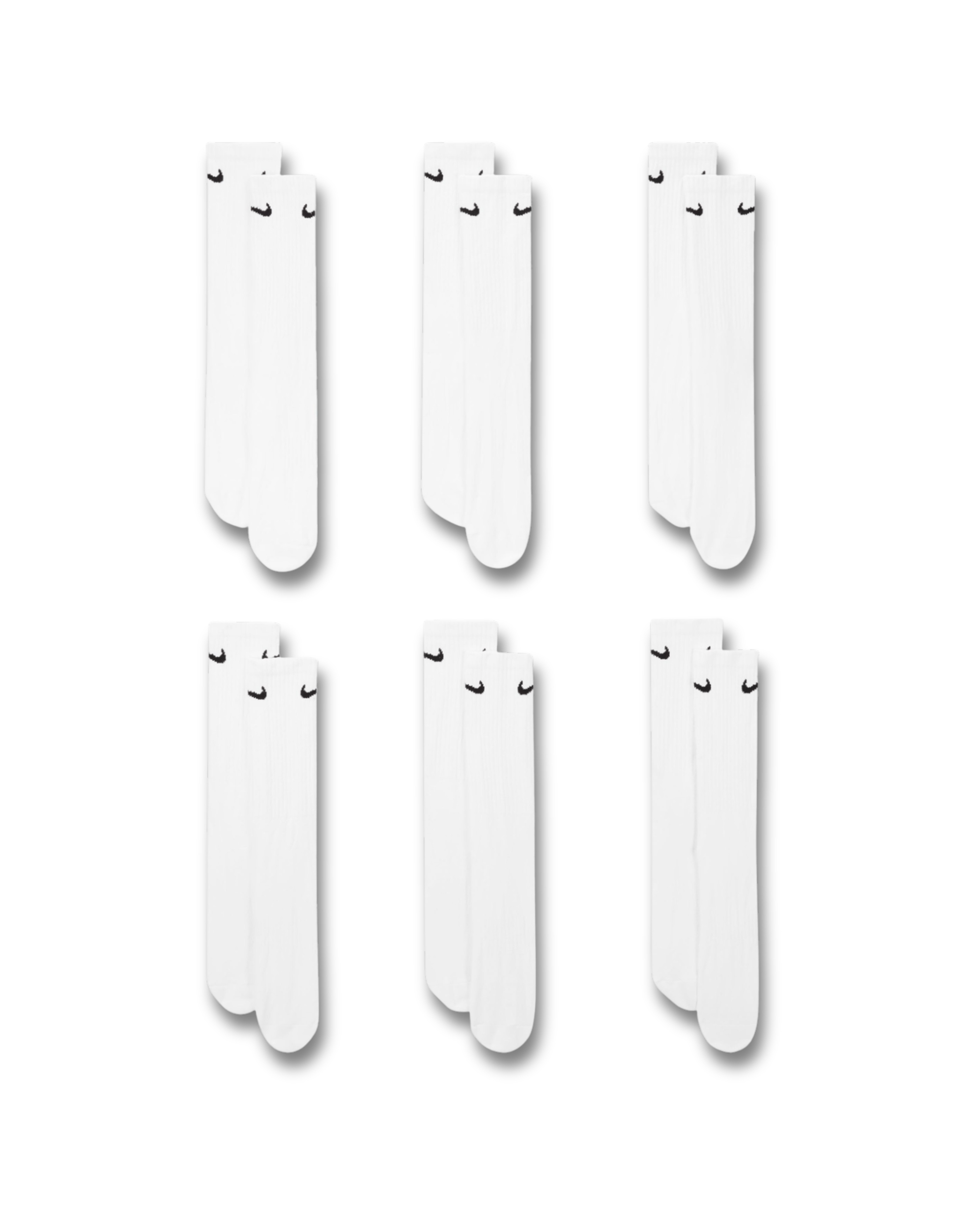NIke Unisex 6 Pack Everyday Cushion Plus Crew - "White Socks"