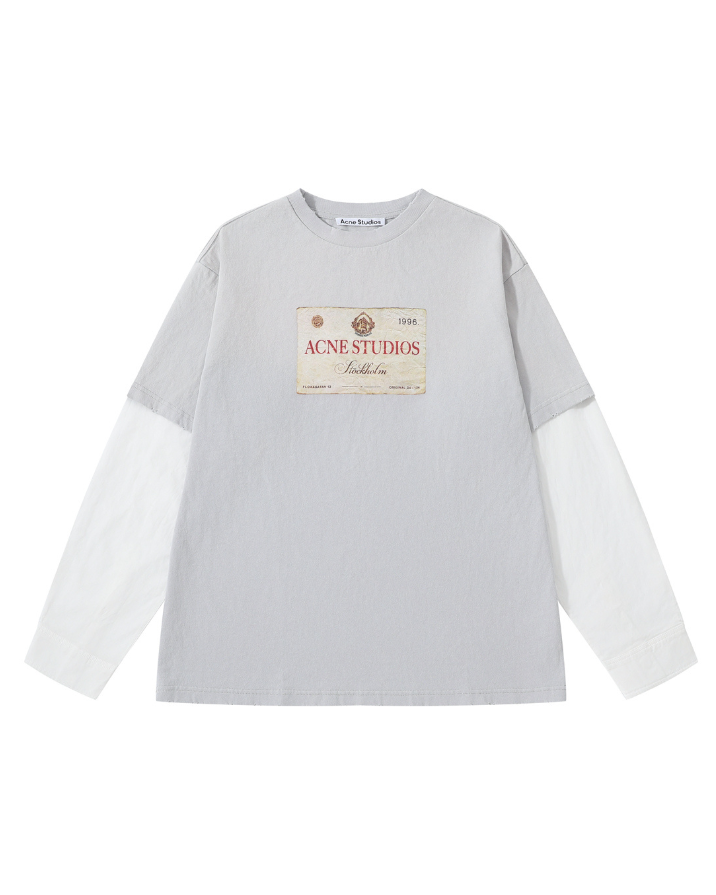 Acne Studios Layered Print T-shirt - "Light Grey"