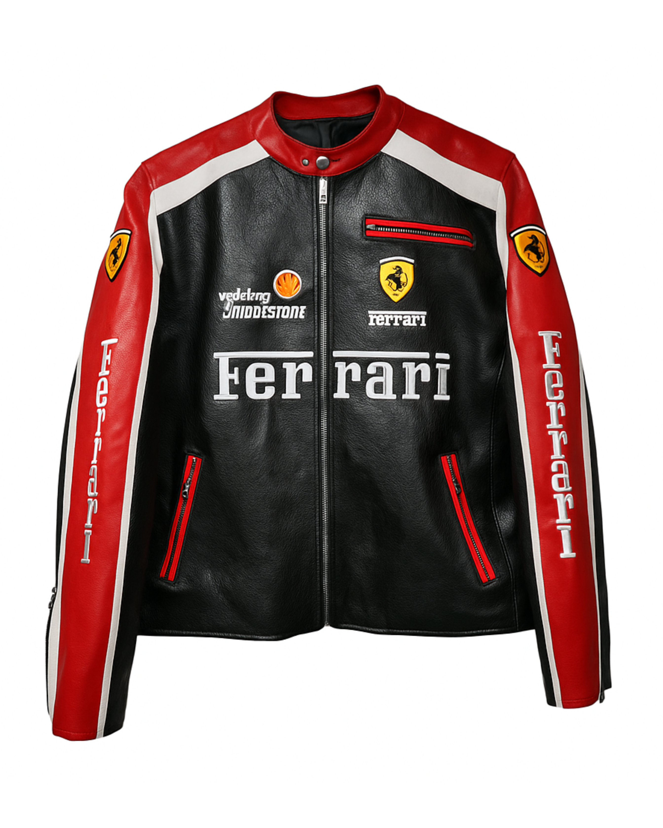 Ferrari Racing Leather Jacket - "Red/Black"