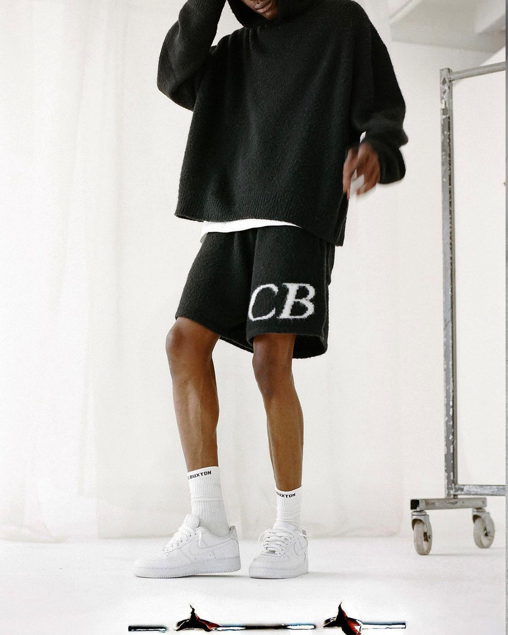 Cole Buxton Intarsia Knit Shorts - "Black"