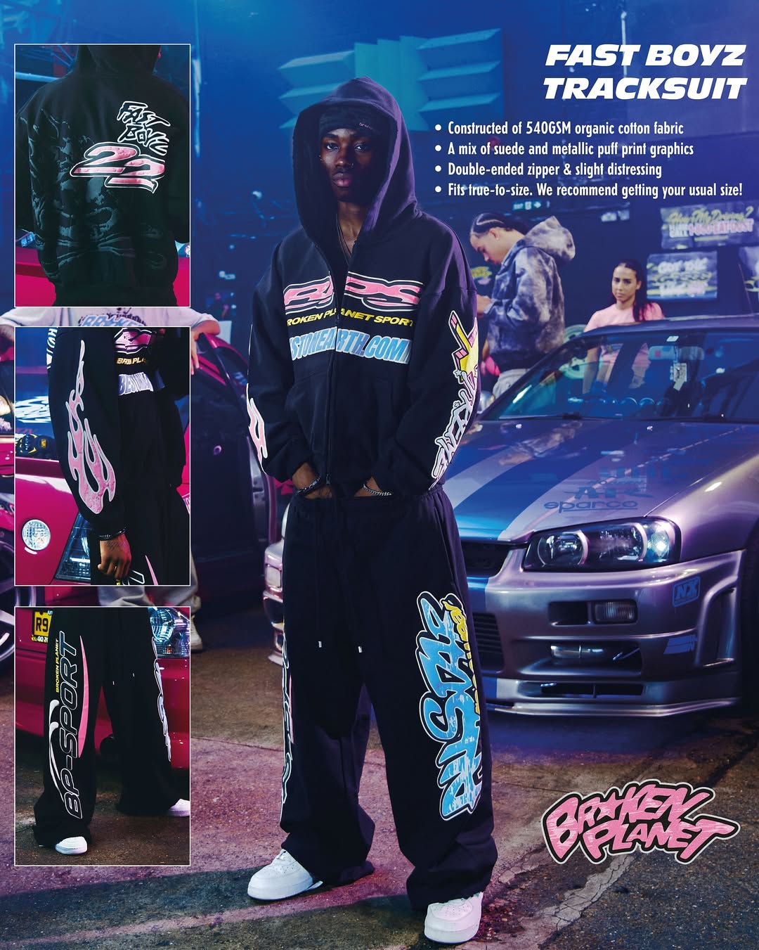 Broken Planet Fast Boyz Hoodie - "Midnight Black"