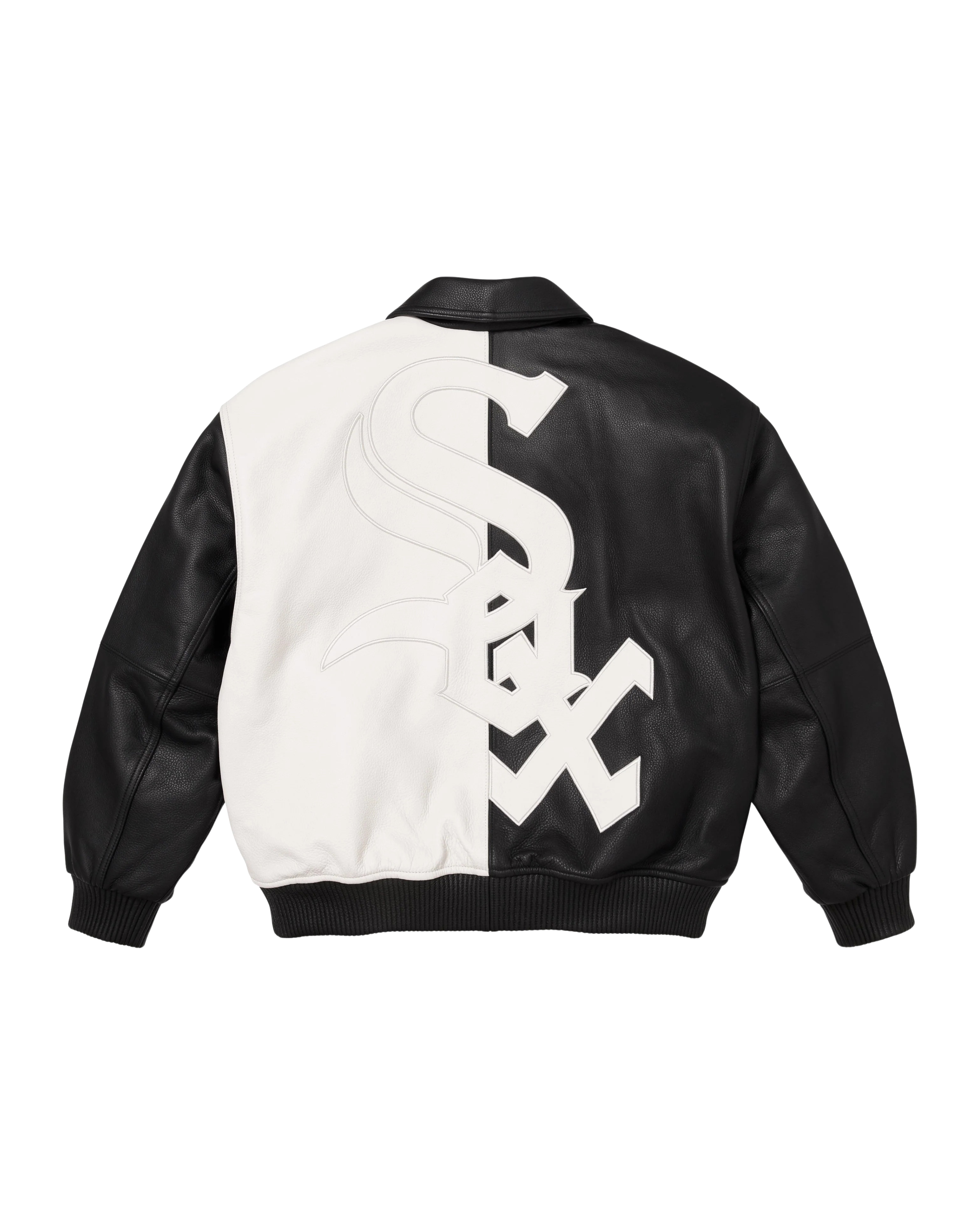 Supreme x Chicago White Sox Leather Varsity Jacket - "Black"