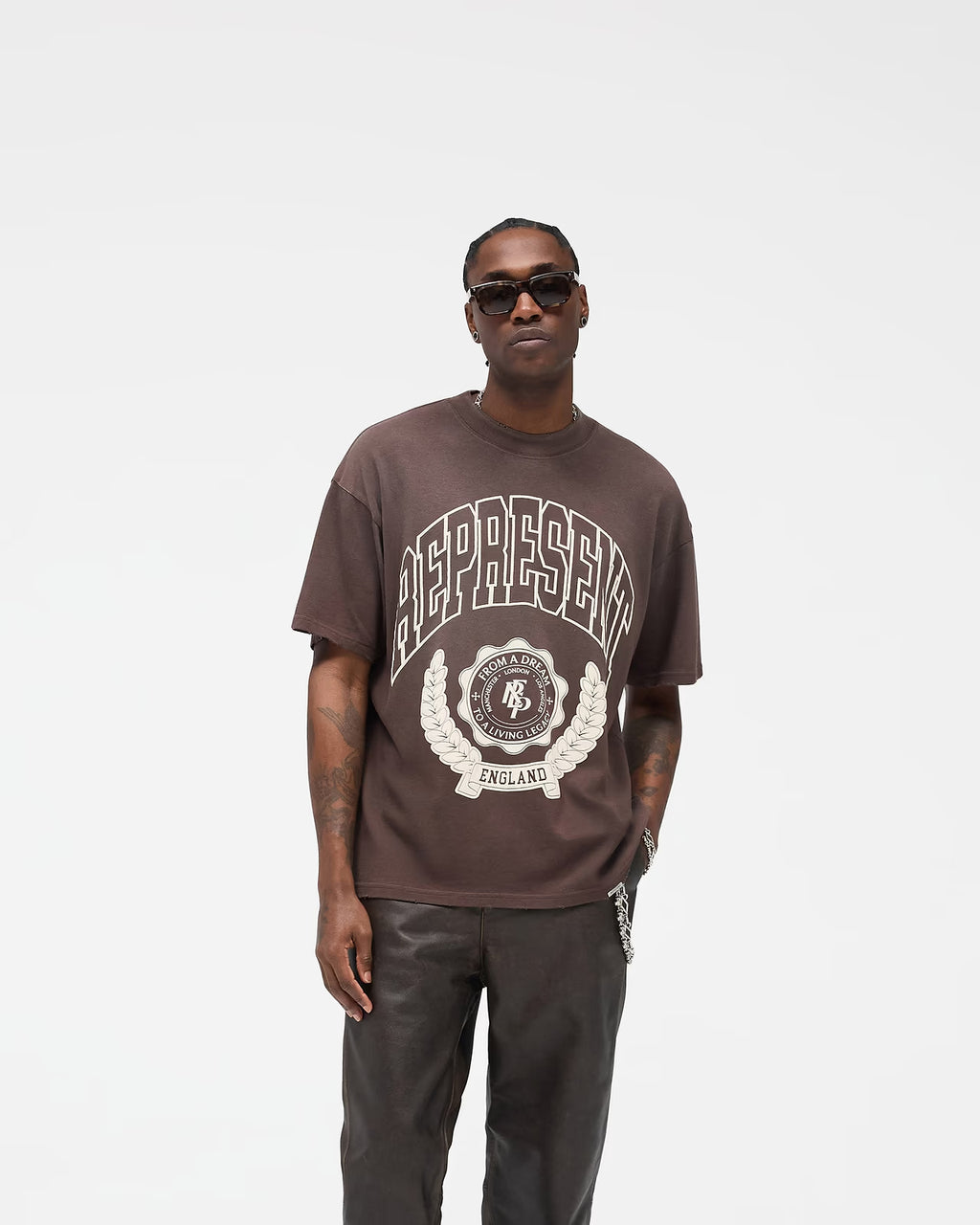 Represent Legacy Crest T-Shirt - "Nero Brown"