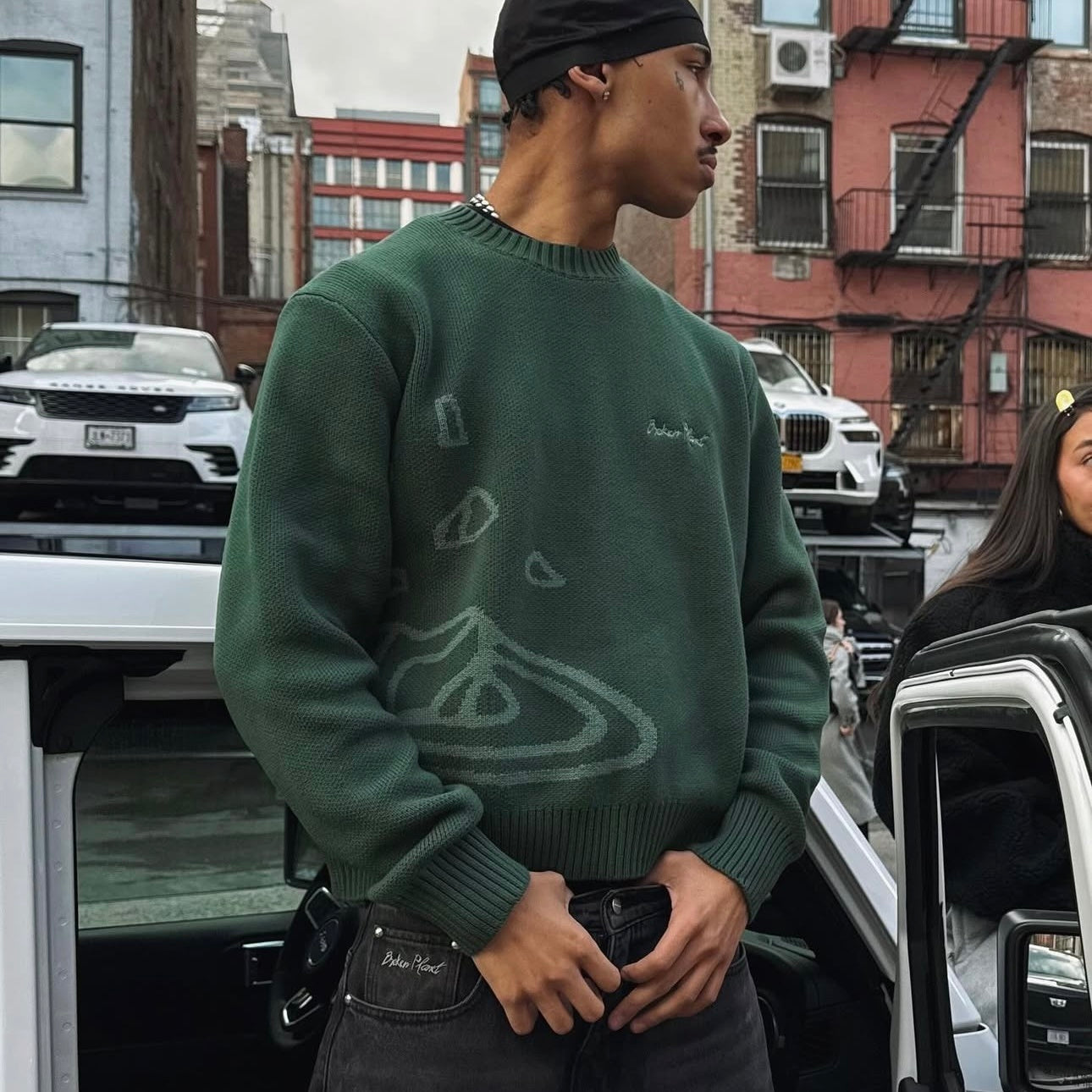 Broken Planet Knit Sweater - "Forest Green"