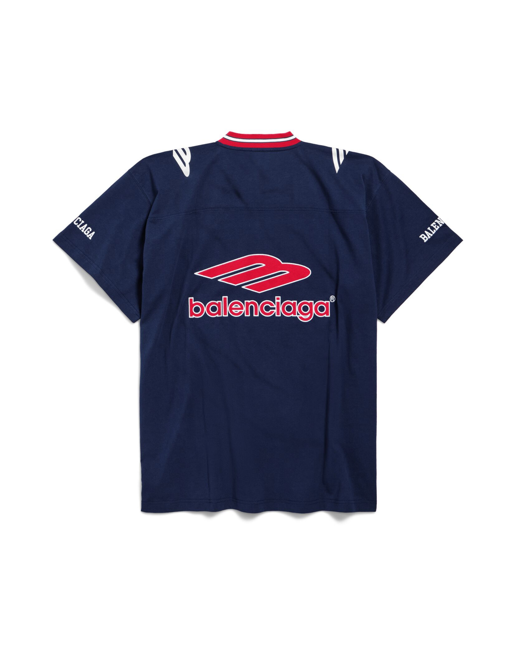 Balenciaga 3B Football V-neck T-shirt - "Dark Navy/Red"