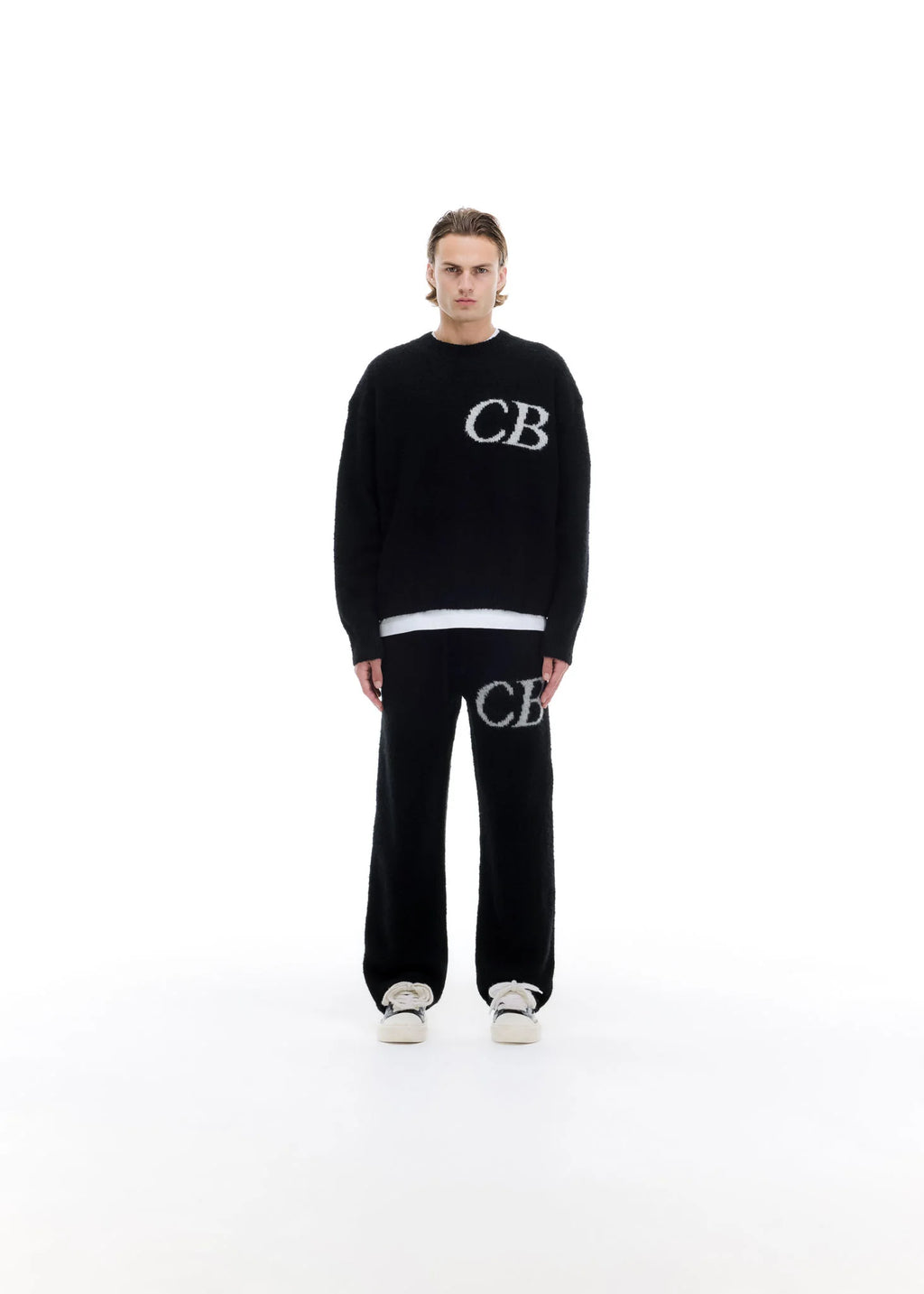 Cole Buxton CB Logo Knit Sweater - "Black"