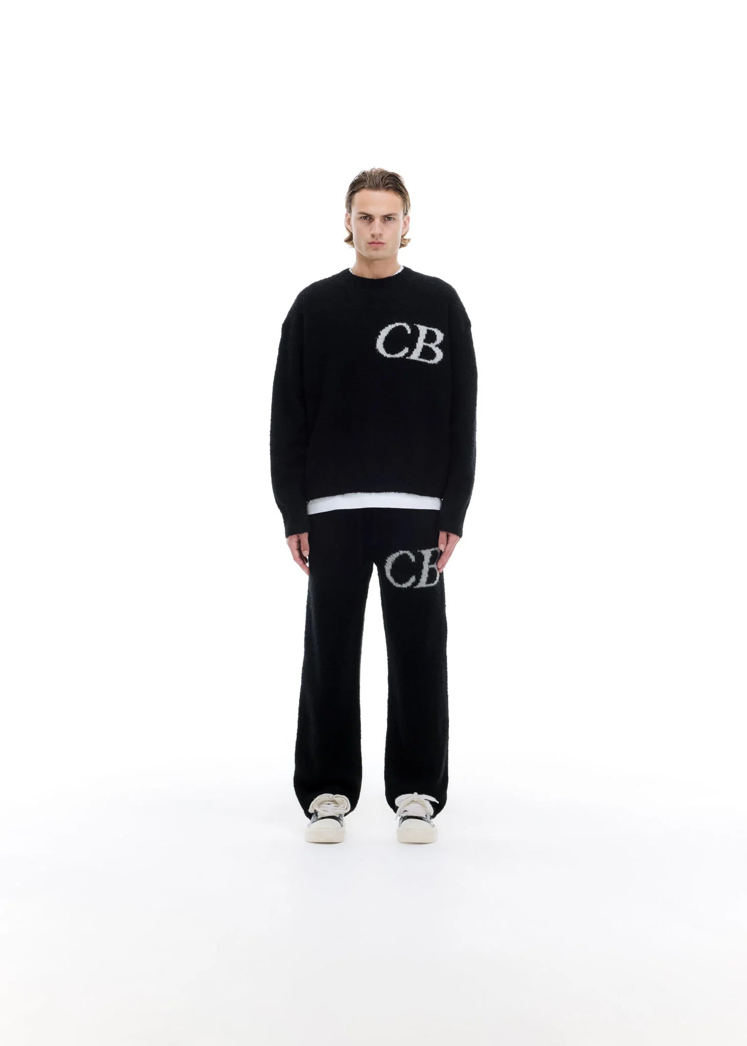 Cole Buxton CB Logo Knit Sweater - "Black"