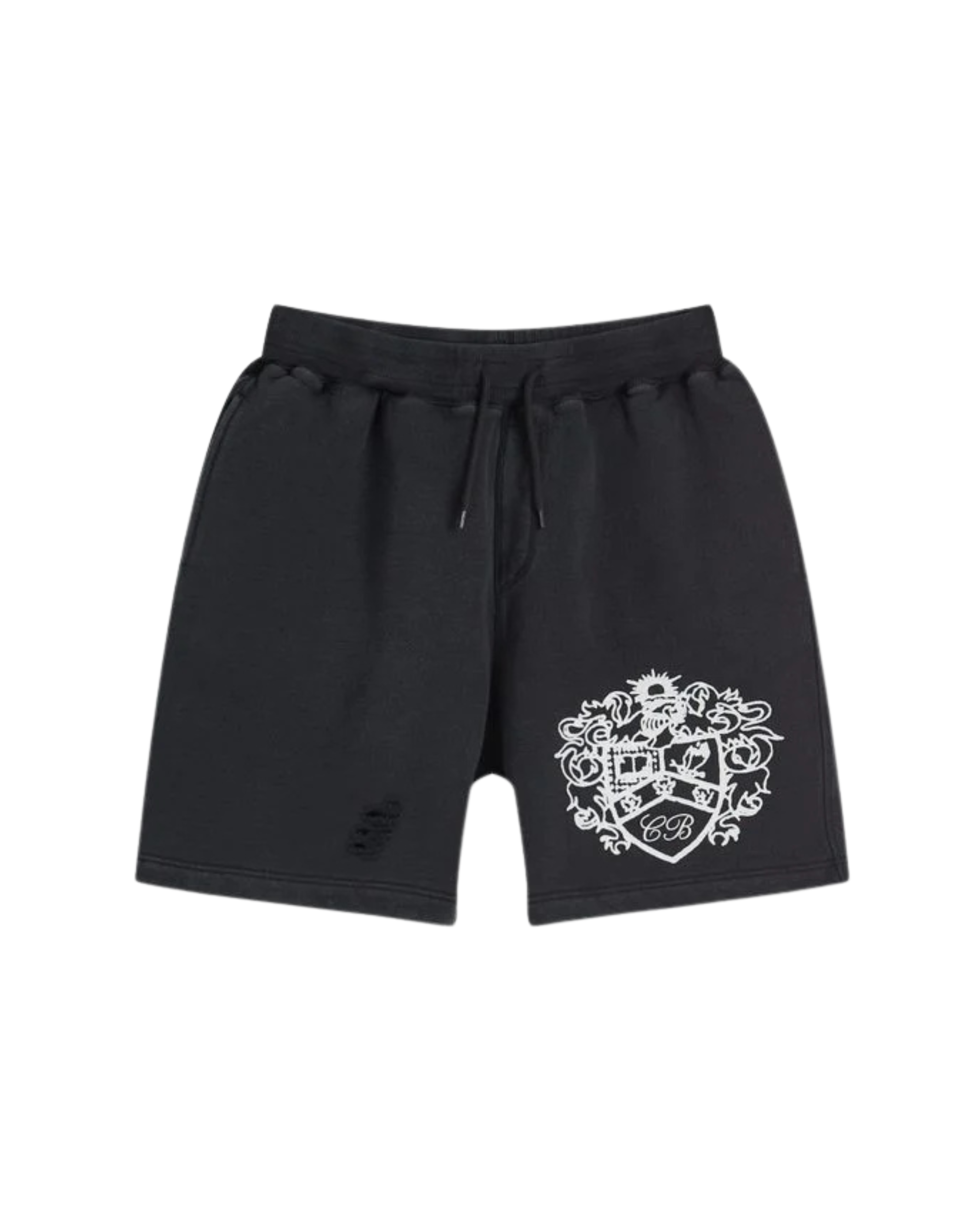 Cole Buxton Distressed Collegiate Shorts - "Black/White"