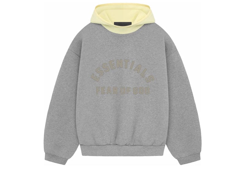Fear of God Essentials Nylon Fleece Hoodie Dark Heather Oatmeal/Garden Yellow image 0
