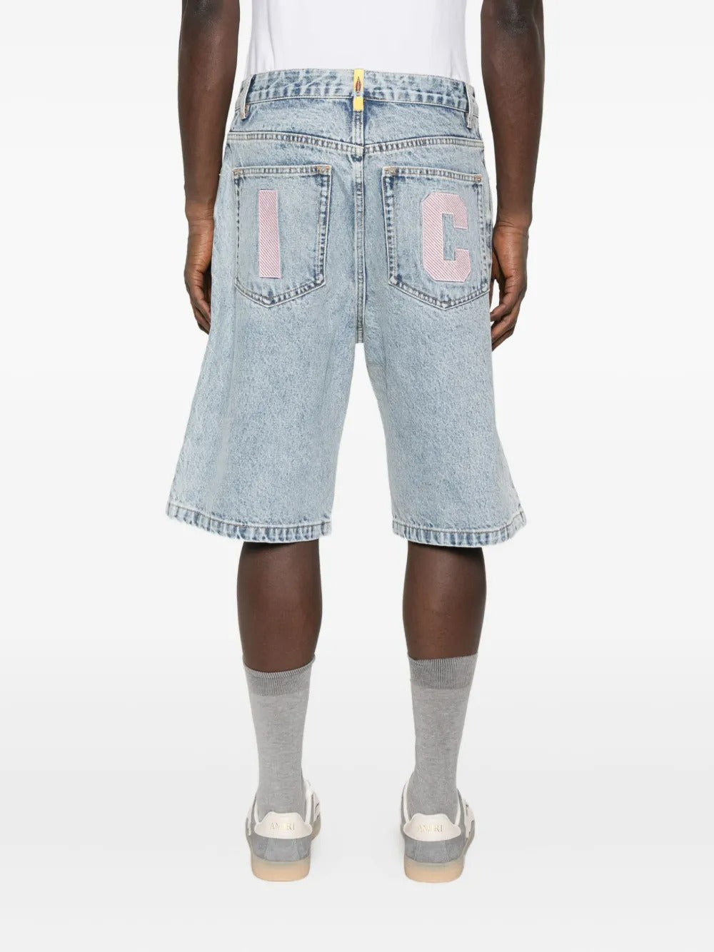 Ice Cream Dog-Motif Denim Shorts - "Heavy Wash Blue"