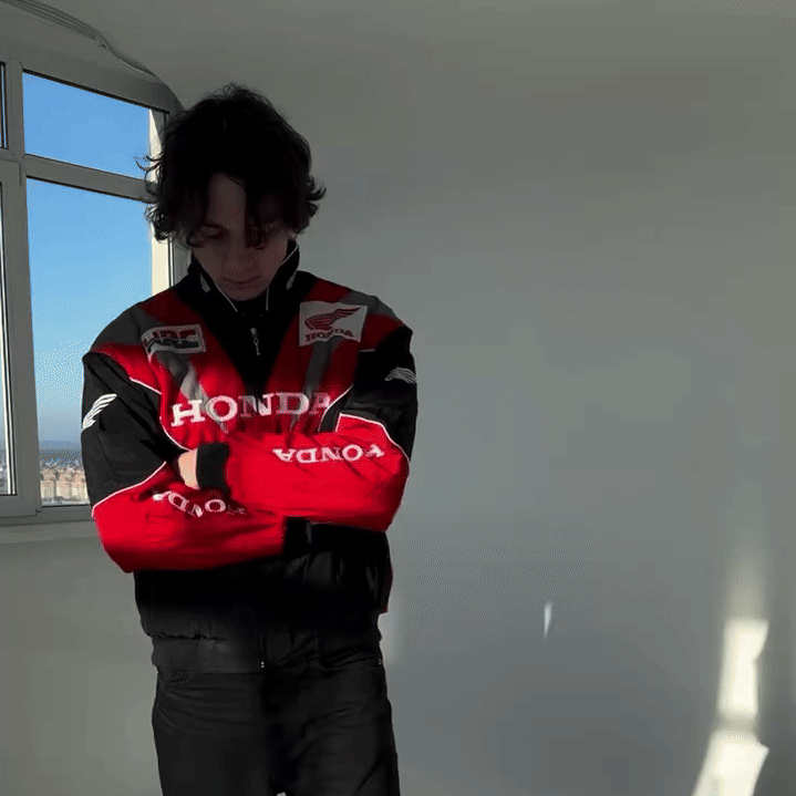 Honda F1 Retro Racing Jacket - "Red/Black"