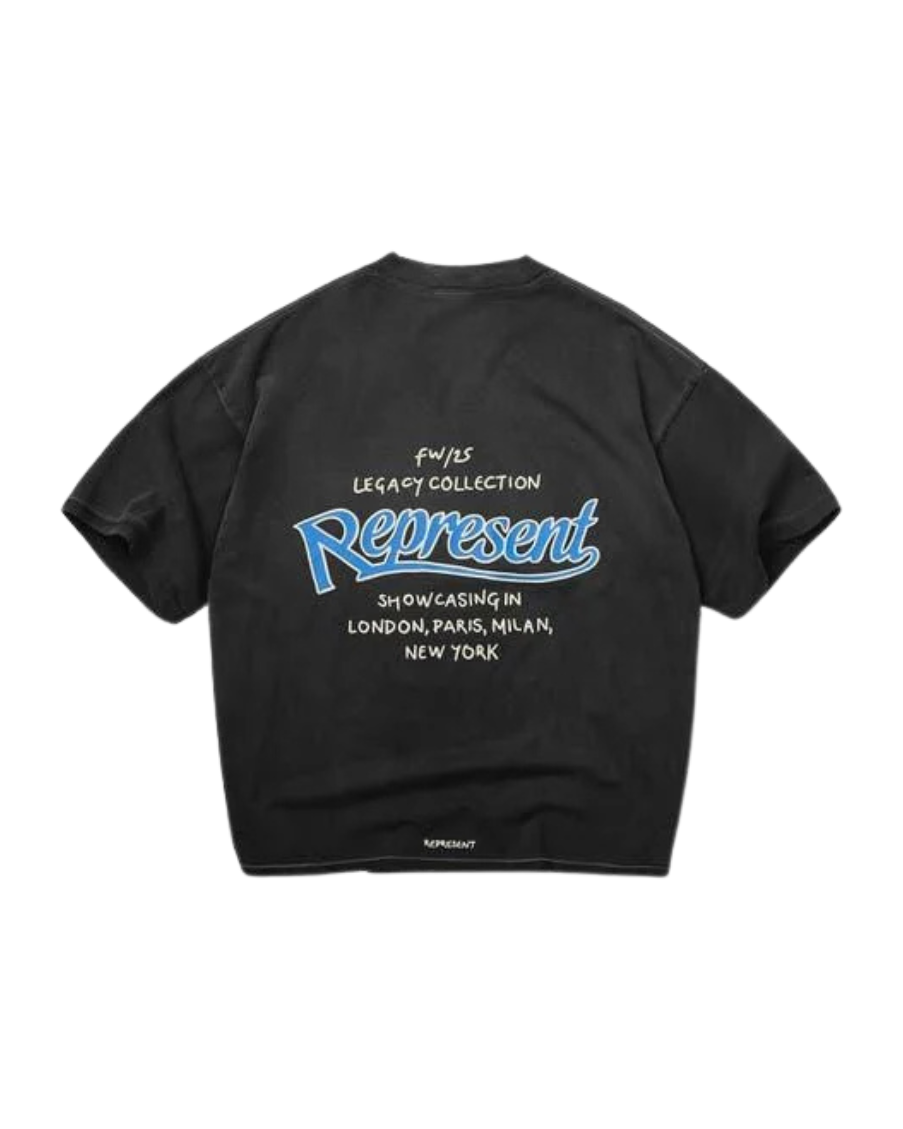 Represent Showcasing T-Shirt - "Stained Black"