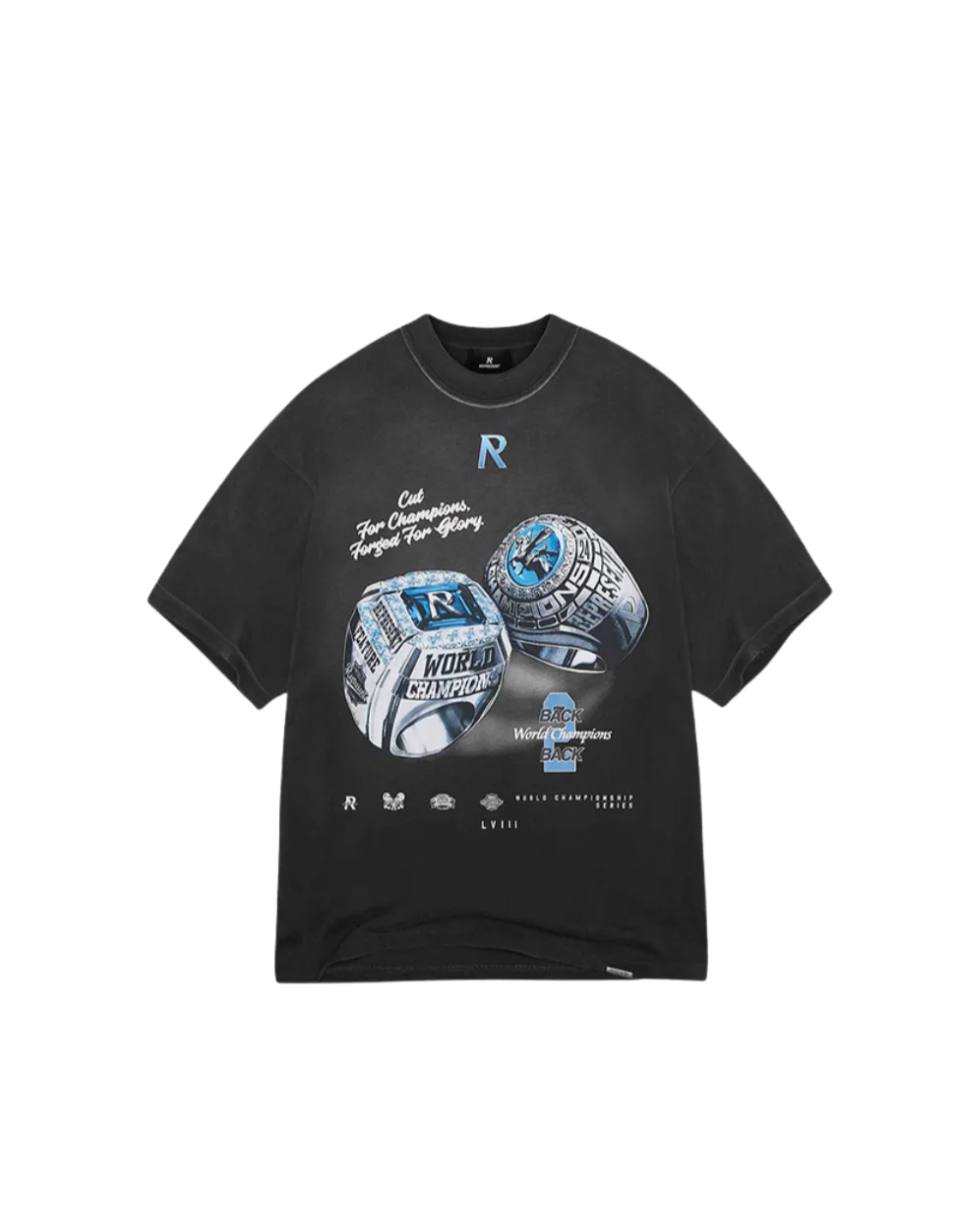 Represent x Feature Champion Rings T-Shirt - "Stained Black"